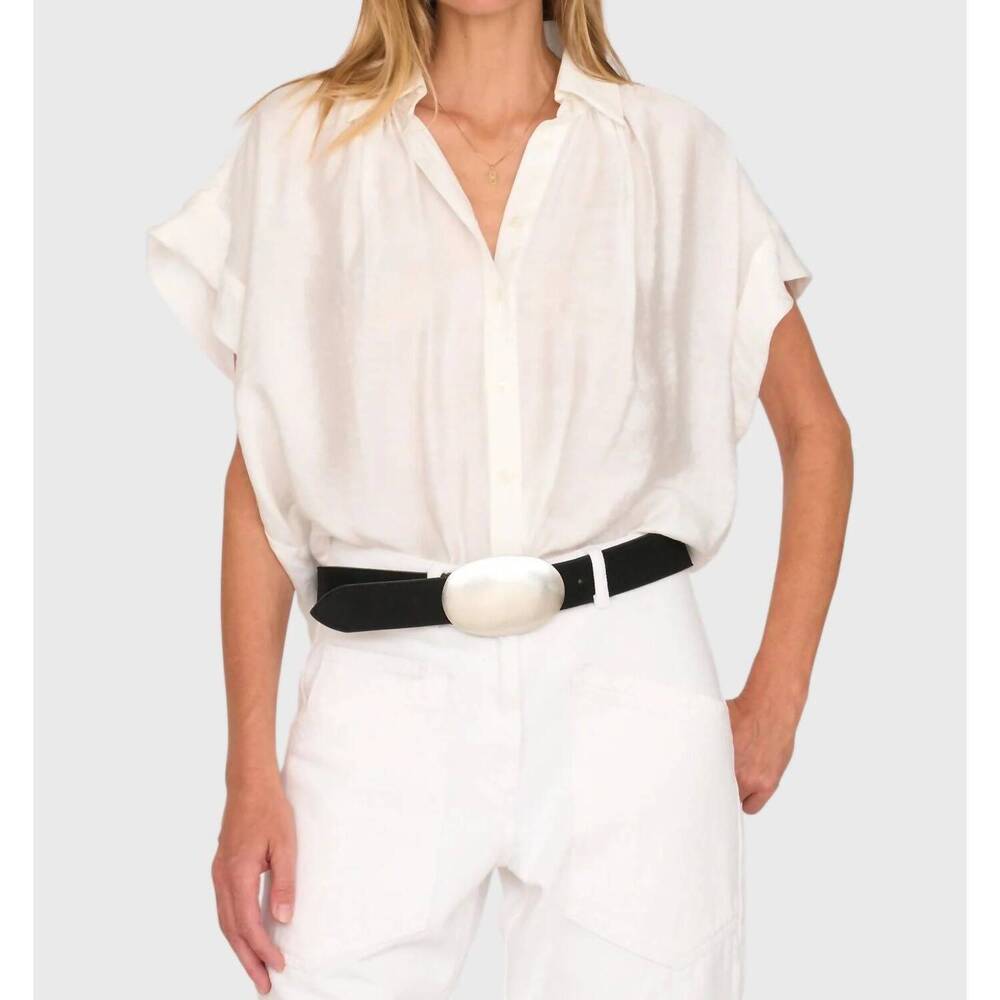 NEW SECULAR trinity button top in white